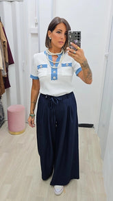 MAGLIA BORDO JEANS BIANCA